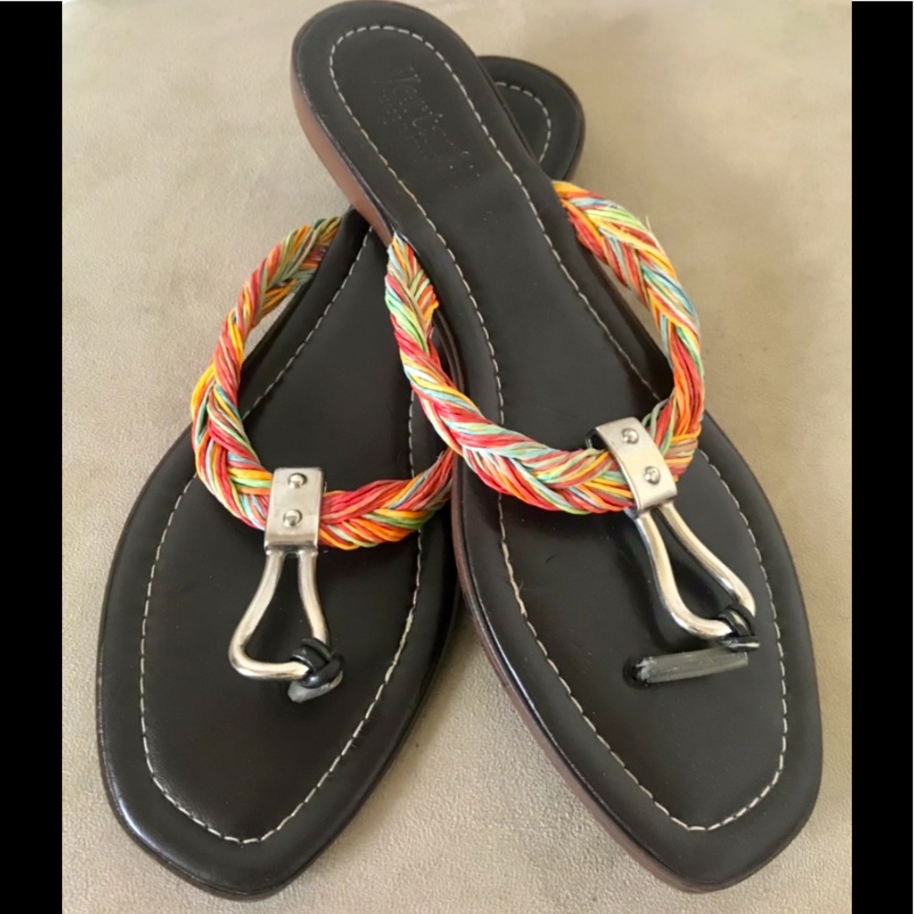 Brown Leather Sandals,Multicolored Twist Straps,41